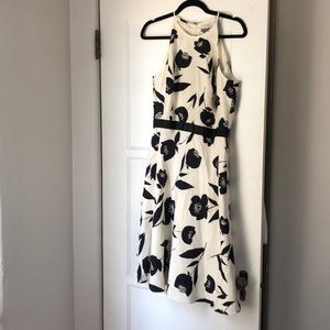 Ann Taylor black and white midi dress size 8